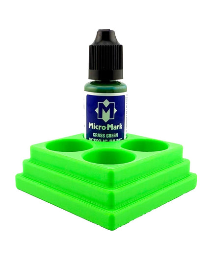 Jeff Did It! - Micro-Mark 20ml Bottle Holder Square Style - Holds 4 Micro-Mark 20ml Paint Bottles - With Anti-Slip Rubber Feet - 3D Printed