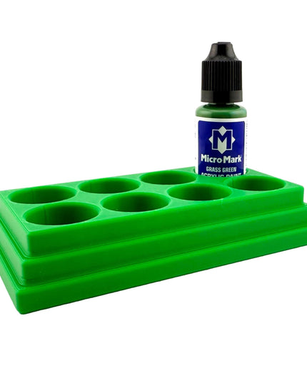 Jeff Did It! - Micro-Mark 20ml Bottle Holder Long Style - Holds 8 Micro-Mark 20ml Paint Bottles - With Anti-Slip Rubber Feet - 3D Printed