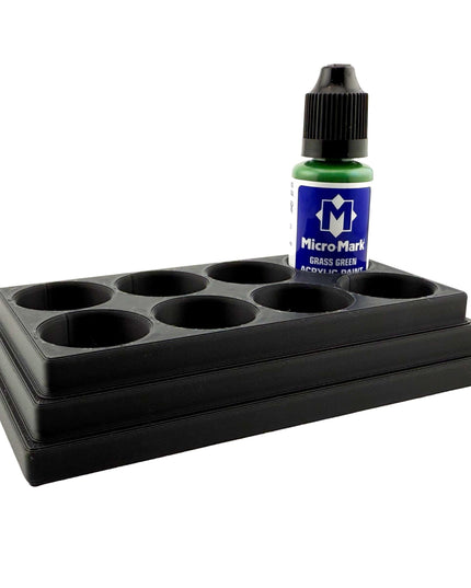 Jeff Did It! - Micro-Mark 20ml Bottle Holder Long Style - Holds 8 Micro-Mark 20ml Paint Bottles - With Anti-Slip Rubber Feet - 3D Printed