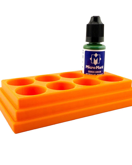 Jeff Did It! - Micro-Mark 20ml Bottle Holder Long Style - Holds 8 Micro-Mark 20ml Paint Bottles - With Anti-Slip Rubber Feet - 3D Printed