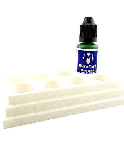 Jeff Did It! - Micro-Mark 20ml Bottle Holder Long Style - Holds 8 Micro-Mark 20ml Paint Bottles - With Anti-Slip Rubber Feet - 3D Printed
