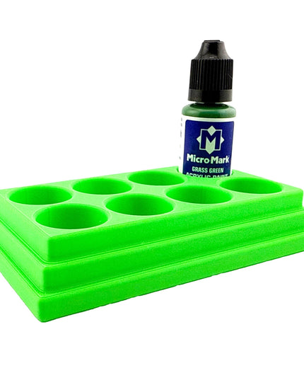 Jeff Did It! - Micro-Mark 20ml Bottle Holder Long Style - Holds 8 Micro-Mark 20ml Paint Bottles - With Anti-Slip Rubber Feet - 3D Printed
