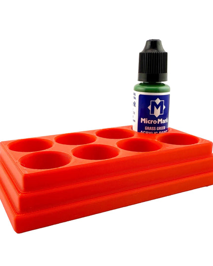 Jeff Did It! - Micro-Mark 20ml Bottle Holder Long Style - Holds 8 Micro-Mark 20ml Paint Bottles - With Anti-Slip Rubber Feet - 3D Printed
