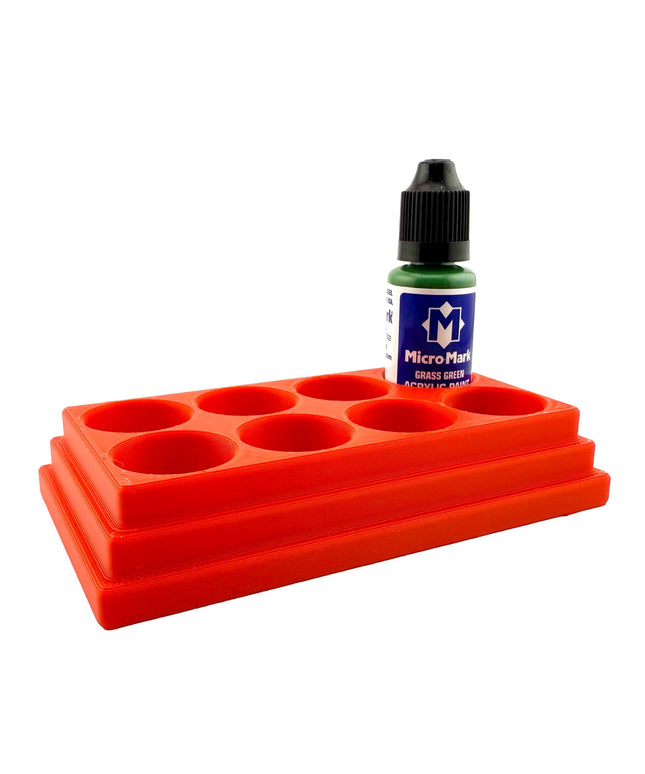 Jeff Did It! - Micro-Mark 20ml Bottle Holder Long Style - Holds 8 Micro-Mark 20ml Paint Bottles - With Anti-Slip Rubber Feet - 3D Printed