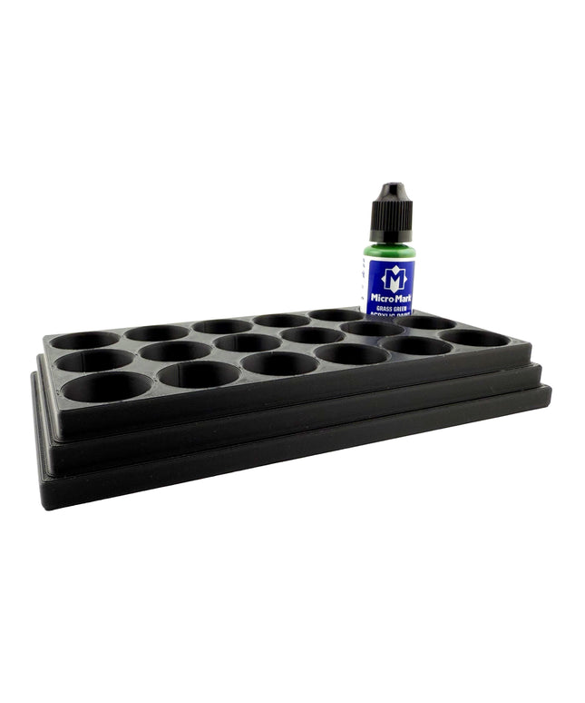 Jeff Did It! - Micro-Mark 20ml Bottle Holder Long Style - Holds 15 Micro-Mark 20ml Paint Bottles - With Anti-Slip Rubber Feet - 3D Printed
