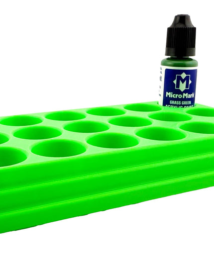 Jeff Did It! - Micro-Mark 20ml Bottle Holder Long Style - Holds 15 Micro-Mark 20ml Paint Bottles - With Anti-Slip Rubber Feet - 3D Printed