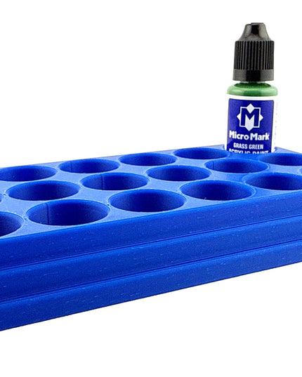 Jeff Did It! - Micro-Mark 20ml Bottle Holder Long Style - Holds 15 Micro-Mark 20ml Paint Bottles - With Anti-Slip Rubber Feet - 3D Printed
