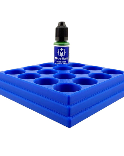 Jeff Did It! - Micro-Mark 20ml Bottle Holder Long Style - Holds 16 Micro-Mark 20ml Paint Bottles - With Anti-Slip Rubber Feet - 3D Printed