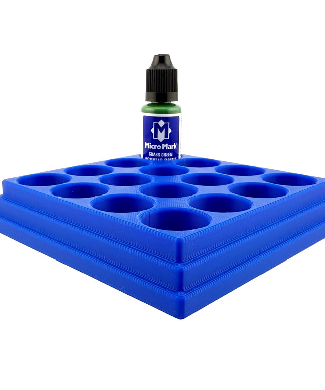 Jeff Did It! - Micro-Mark 20ml Bottle Holder Long Style - Holds 16 Micro-Mark 20ml Paint Bottles - With Anti-Slip Rubber Feet - 3D Printed