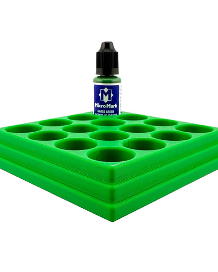 Jeff Did It! - Micro-Mark 20ml Bottle Holder Long Style - Holds 16 Micro-Mark 20ml Paint Bottles - With Anti-Slip Rubber Feet - 3D Printed