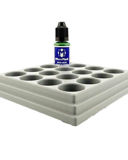 Jeff Did It! - Micro-Mark 20ml Bottle Holder Long Style - Holds 16 Micro-Mark 20ml Paint Bottles - With Anti-Slip Rubber Feet - 3D Printed