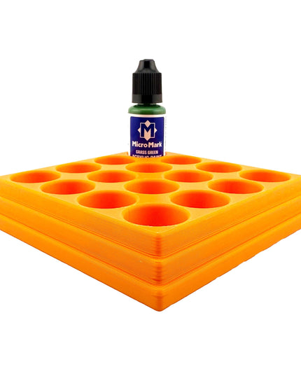 Jeff Did It! - Micro-Mark 20ml Bottle Holder Long Style - Holds 16 Micro-Mark 20ml Paint Bottles - With Anti-Slip Rubber Feet - 3D Printed