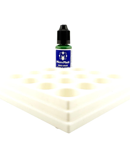 Jeff Did It! - Micro-Mark 20ml Bottle Holder Long Style - Holds 16 Micro-Mark 20ml Paint Bottles - With Anti-Slip Rubber Feet - 3D Printed