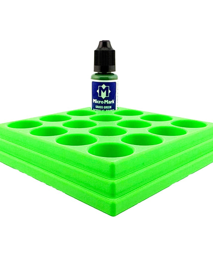Jeff Did It! - Micro-Mark 20ml Bottle Holder Long Style - Holds 16 Micro-Mark 20ml Paint Bottles - With Anti-Slip Rubber Feet - 3D Printed