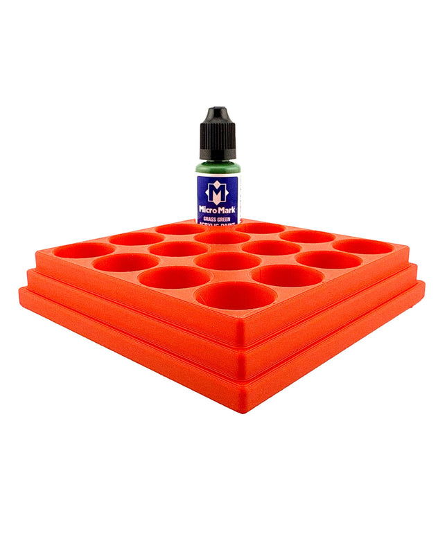Jeff Did It! - Micro-Mark 20ml Bottle Holder Long Style - Holds 16 Micro-Mark 20ml Paint Bottles - With Anti-Slip Rubber Feet - 3D Printed