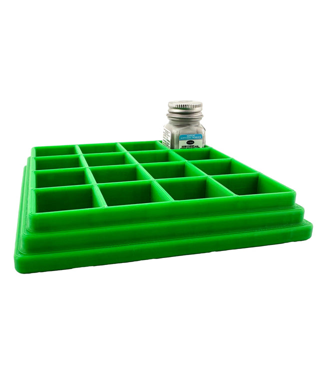 Jeff Did It! - Testors .25oz Paint Bottle Holder - Holds 16 Bottles - Anti-Slip Rubber Feet - 3D Printed - Made in the USA