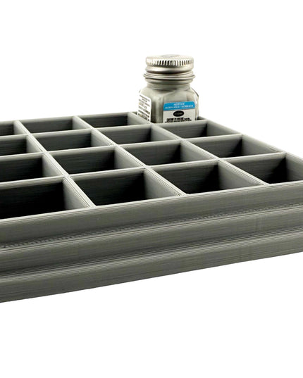 Jeff Did It! - Testors .25oz Paint Bottle Holder - Holds 16 Bottles - Anti-Slip Rubber Feet - 3D Printed - Made in the USA