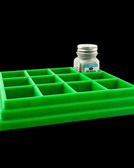 Jeff Did It! - Testors .25oz Paint Bottle Holder - Holds 12 Bottles - Anti-Slip Rubber Feet - 3D Printed - Made in the USA