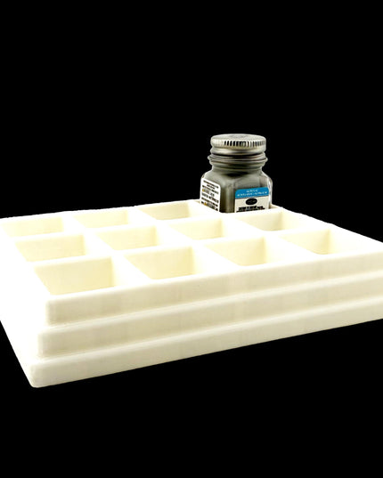 Jeff Did It! - Testors .25oz Paint Bottle Holder - Holds 12 Bottles - Anti-Slip Rubber Feet - 3D Printed - Made in the USA