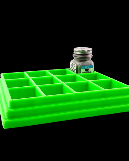 Jeff Did It! - Testors .25oz Paint Bottle Holder - Holds 12 Bottles - Anti-Slip Rubber Feet - 3D Printed - Made in the USA