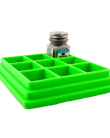 Jeff Did It! - Testors .25oz Paint Bottle Holder - Holds 9 Bottles - Anti-Slip Rubber Feet - 3D Printed - Made in the USA
