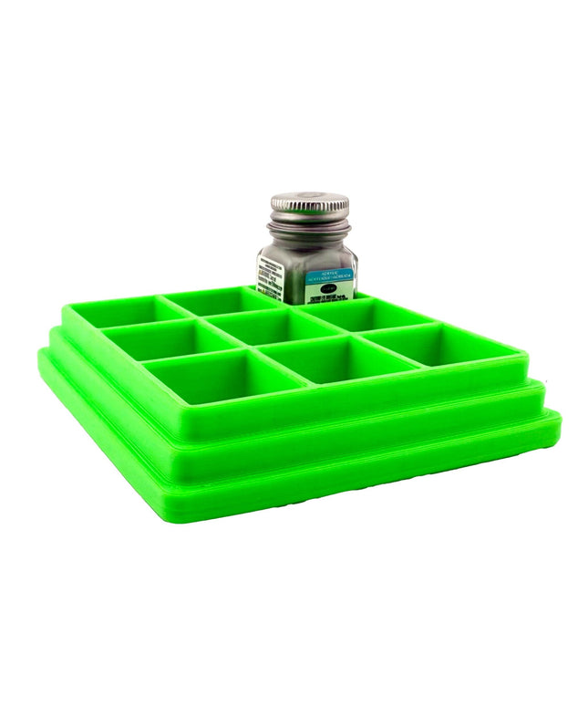 Jeff Did It! - Testors .25oz Paint Bottle Holder - Holds 9 Bottles - Anti-Slip Rubber Feet - 3D Printed - Made in the USA