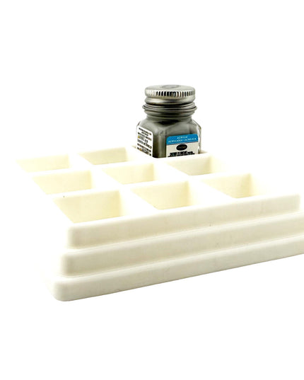 Jeff Did It! - Testors .25oz Paint Bottle Holder - Holds 9 Bottles - Anti-Slip Rubber Feet - 3D Printed - Made in the USA