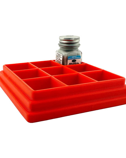 Jeff Did It! - Testors .25oz Paint Bottle Holder - Holds 9 Bottles - Anti-Slip Rubber Feet - 3D Printed - Made in the USA