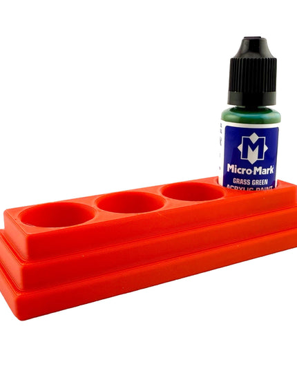 Jeff Did It! - Micro-Mark 20ml Bottle Holder Long Style - Holds 4 Micro-Mark 20ml Paint Bottles - With Anti-Slip Rubber Feet - 3D Printed