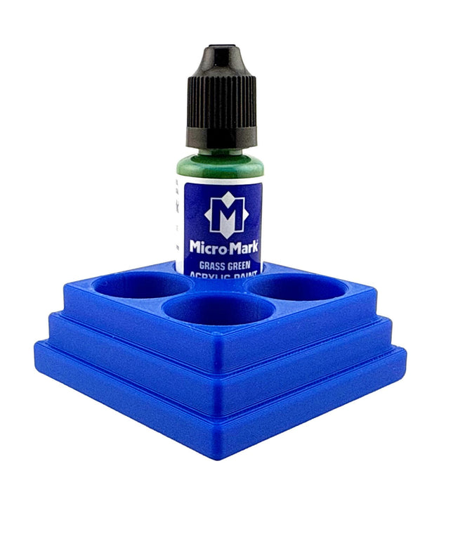 Jeff Did It! - Micro-Mark 20ml Bottle Holder Square Style - Holds 4 Micro-Mark 20ml Paint Bottles - With Anti-Slip Rubber Feet - 3D Printed