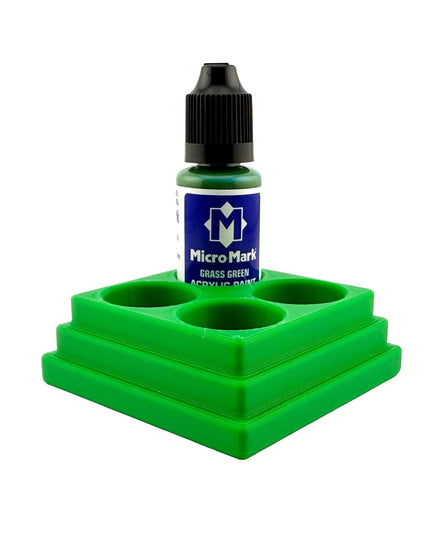 Jeff Did It! - Micro-Mark 20ml Bottle Holder Square Style - Holds 4 Micro-Mark 20ml Paint Bottles - With Anti-Slip Rubber Feet - 3D Printed