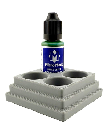 Jeff Did It! - Micro-Mark 20ml Bottle Holder Square Style - Holds 4 Micro-Mark 20ml Paint Bottles - With Anti-Slip Rubber Feet - 3D Printed