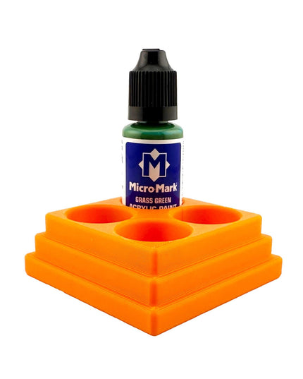 Jeff Did It! - Micro-Mark 20ml Bottle Holder Square Style - Holds 4 Micro-Mark 20ml Paint Bottles - With Anti-Slip Rubber Feet - 3D Printed