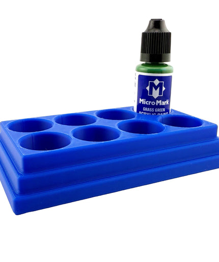 Jeff Did It! - Micro-Mark 20ml Bottle Holder Long Style - Holds 8 Micro-Mark 20ml Paint Bottles - With Anti-Slip Rubber Feet - 3D Printed