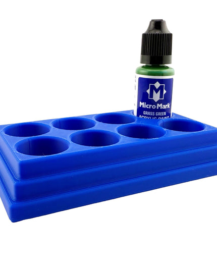 Jeff Did It! - Micro-Mark 20ml Bottle Holder Long Style - Holds 8 Micro-Mark 20ml Paint Bottles - With Anti-Slip Rubber Feet - 3D Printed