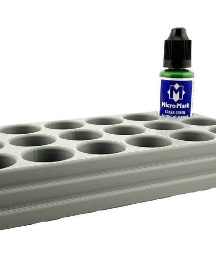 Jeff Did It! - Micro-Mark 20ml Bottle Holder Long Style - Holds 15 Micro-Mark 20ml Paint Bottles - With Anti-Slip Rubber Feet - 3D Printed