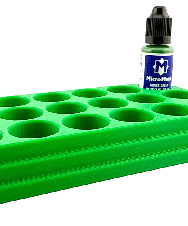 Jeff Did It! - Micro-Mark 20ml Bottle Holder Long Style - Holds 15 Micro-Mark 20ml Paint Bottles - With Anti-Slip Rubber Feet - 3D Printed
