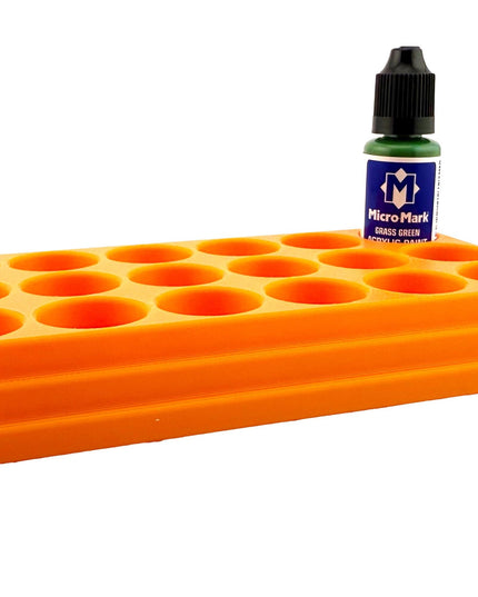 Jeff Did It! - Micro-Mark 20ml Bottle Holder Long Style - Holds 15 Micro-Mark 20ml Paint Bottles - With Anti-Slip Rubber Feet - 3D Printed
