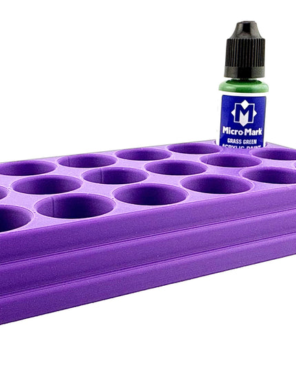 Jeff Did It! - Micro-Mark 20ml Bottle Holder Long Style - Holds 15 Micro-Mark 20ml Paint Bottles - With Anti-Slip Rubber Feet - 3D Printed