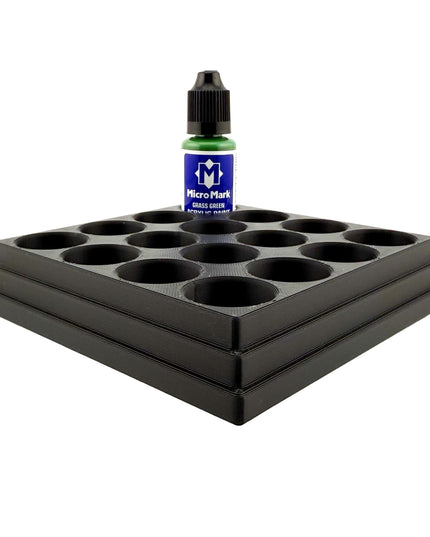 Jeff Did It! - Micro-Mark 20ml Bottle Holder Long Style - Holds 16 Micro-Mark 20ml Paint Bottles - With Anti-Slip Rubber Feet - 3D Printed