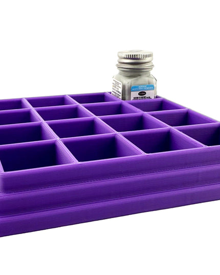 Jeff Did It! - Testors .25oz Paint Bottle Holder - Holds 16 Bottles - Anti-Slip Rubber Feet - 3D Printed - Made in the USA