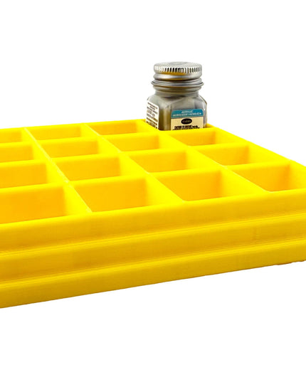 Jeff Did It! - Testors .25oz Paint Bottle Holder - Holds 16 Bottles - Anti-Slip Rubber Feet - 3D Printed - Made in the USA