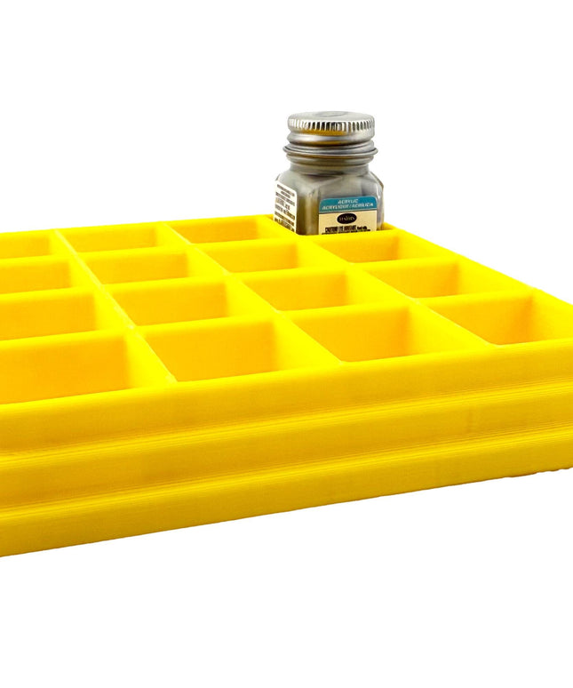 Jeff Did It! - Testors .25oz Paint Bottle Holder - Holds 16 Bottles - Anti-Slip Rubber Feet - 3D Printed - Made in the USA