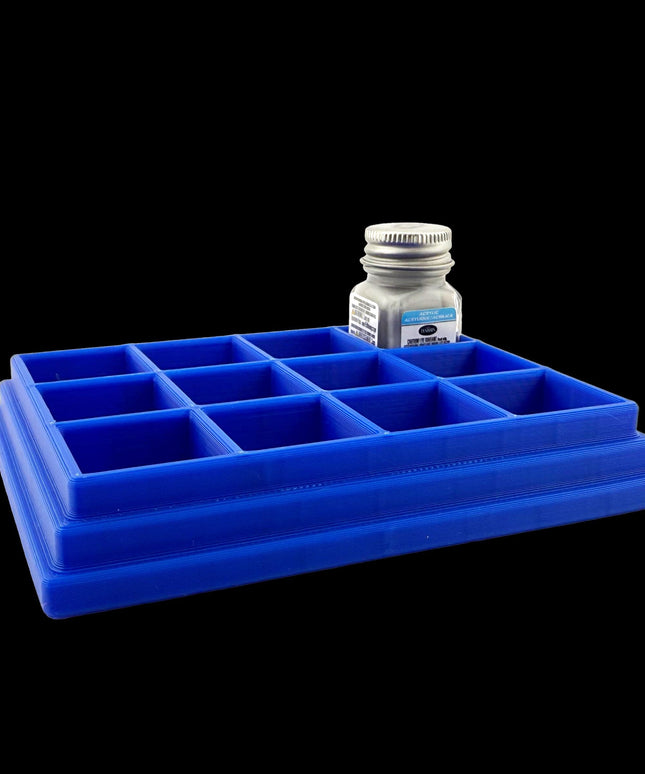 Jeff Did It! - Testors .25oz Paint Bottle Holder - Holds 12 Bottles - Anti-Slip Rubber Feet - 3D Printed - Made in the USA