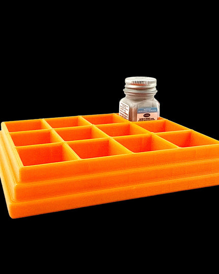 Jeff Did It! - Testors .25oz Paint Bottle Holder - Holds 12 Bottles - Anti-Slip Rubber Feet - 3D Printed - Made in the USA