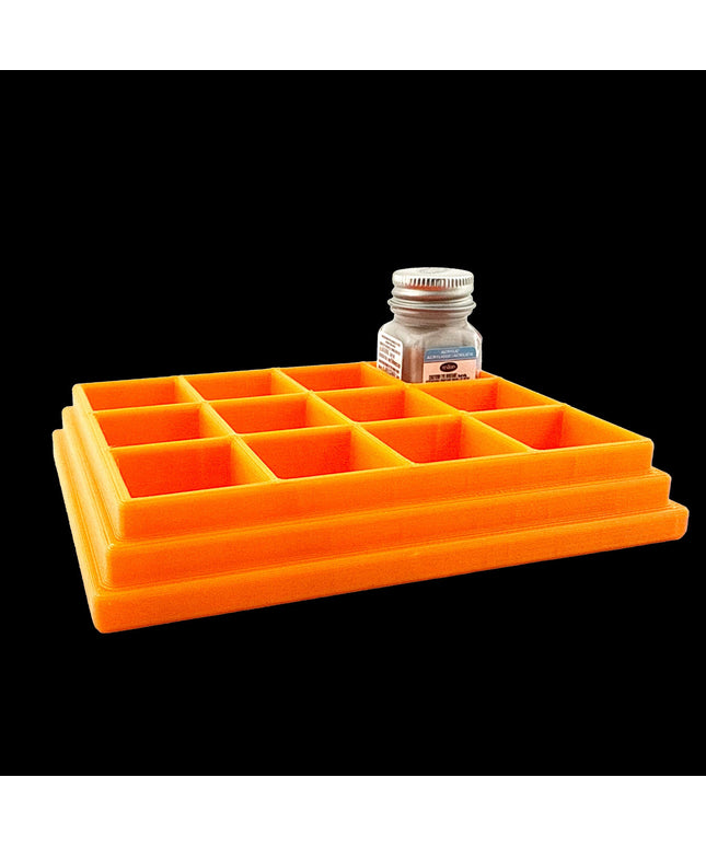 Jeff Did It! - Testors .25oz Paint Bottle Holder - Holds 12 Bottles - Anti-Slip Rubber Feet - 3D Printed - Made in the USA