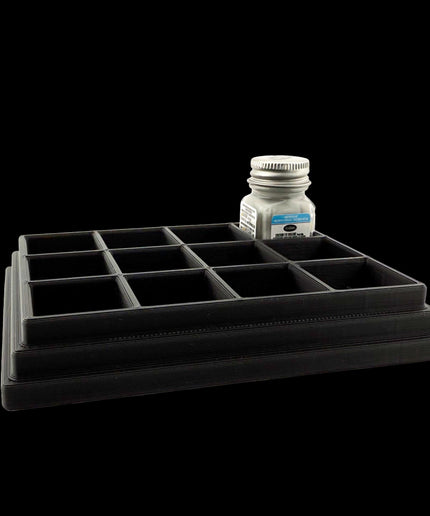 Jeff Did It! - Testors .25oz Paint Bottle Holder - Holds 12 Bottles - Anti-Slip Rubber Feet - 3D Printed - Made in the USA