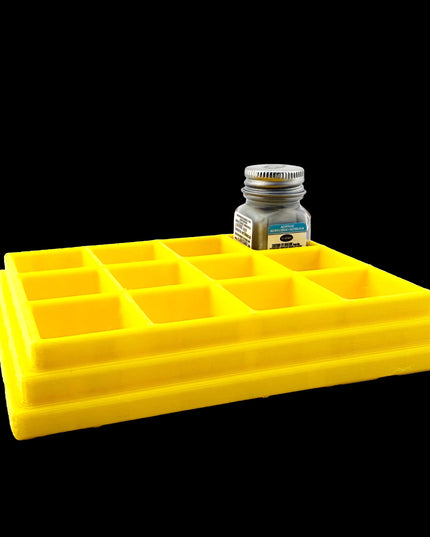 Jeff Did It! - Testors .25oz Paint Bottle Holder - Holds 12 Bottles - Anti-Slip Rubber Feet - 3D Printed - Made in the USA