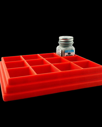 Jeff Did It! - Testors .25oz Paint Bottle Holder - Holds 12 Bottles - Anti-Slip Rubber Feet - 3D Printed - Made in the USA