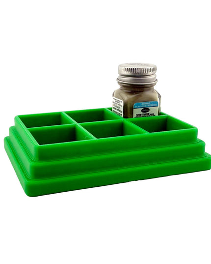 Jeff Did It! - Testors .25oz Paint Bottle Holder - Holds 6 Bottles - Anti-Slip Rubber Feet - 3D Printed - Made in the USA